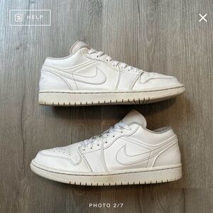 Air Jordan 1 Retro Low Triple White Mens 10.5